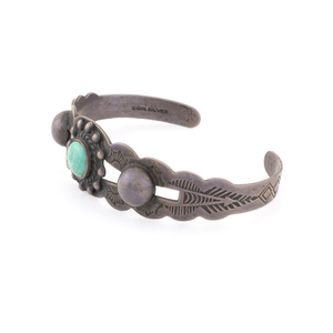 Fred Harvey Turquoise Coin Silver Bracelet